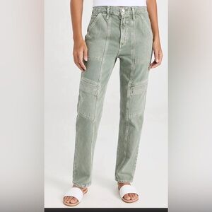 AGOLDE Utility Cooper Cargo Jeans Sage Green Size 23 Straight Leg Panel Denim
